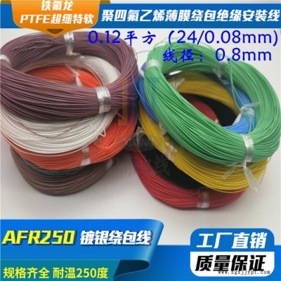 仙奈鍍銀高溫線AFR250 0.12平方24/0.08航空導線PTFE超細特軟四氟繞包鍍銀高溫線