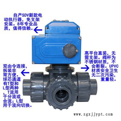 防爆電動(dòng)三通CPVC球閥、電動(dòng)塑料球閥