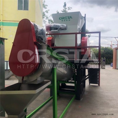 臺灣廢塑料瓶PET粉碎清洗分離生產(chǎn)線，可樂瓶廢料處置清洗再生機