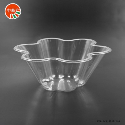 一次性梅花KFC肯德基花冰淇淋碗 透明環(huán)保PET冷飲沙冰杯碗1200個(gè) 梅花形