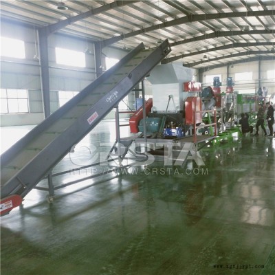 臺灣PET塑料瓶造粒機(jī)，礦泉水瓶廢塑料處置脫標(biāo)清洗造粒線