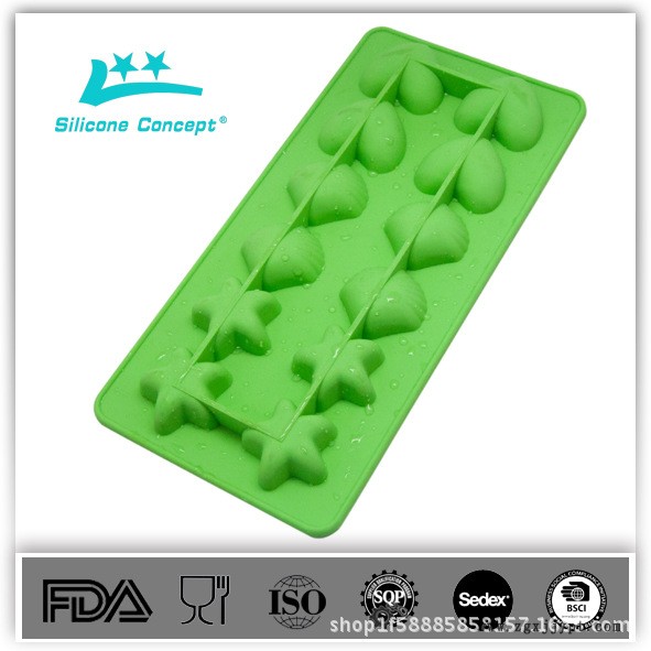 12連食品級(jí)硅膠冰格模具巧克力模易取耐高溫星形貝殼心形冰塊模具示例圖30