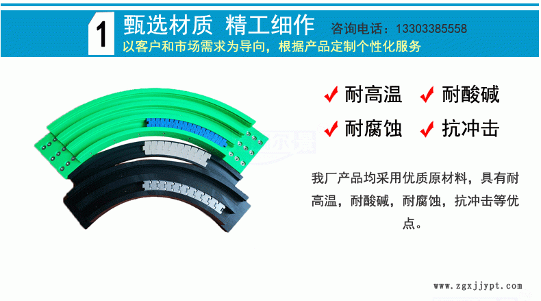 90°超高分子量聚乙烯鏈板轉(zhuǎn)彎導(dǎo)軌UHMW-PE磁性彎道鏈板轉(zhuǎn)彎導(dǎo)軌示例圖5