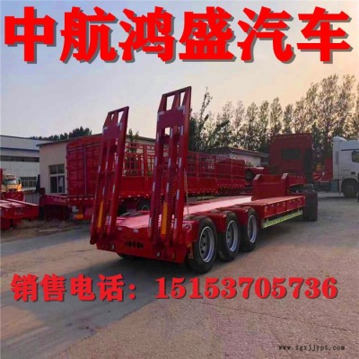 高配置液壓勾機板半掛車 13米半掛車三線六軸低平板半掛車 輪胎外漏式半掛車價格