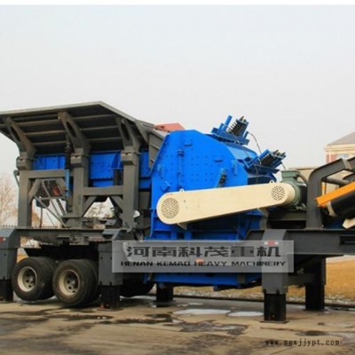 廢舊混凝土移動破碎機 輪胎式移動破碎站 建筑垃圾組合破碎機