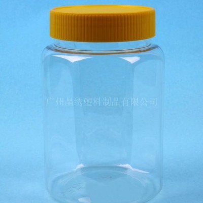 廣東 最潮的塑料罐 PET透明罐子 350毫升六角罐 廠家批發(fā)