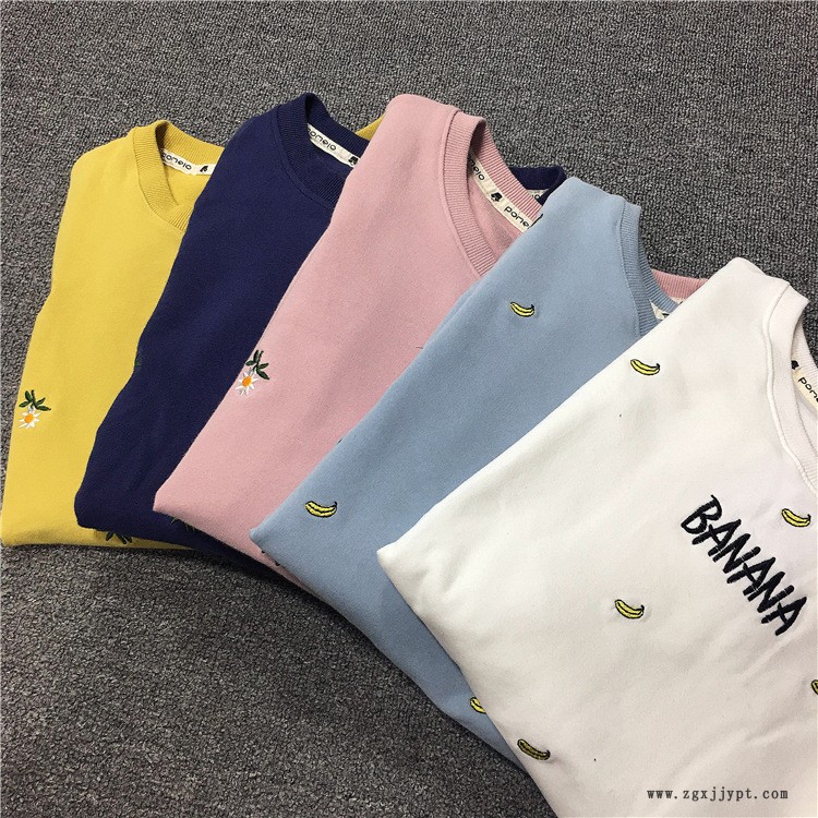 POM春季新款韓版女裝 純棉全刺繡小花寬松加肥衛(wèi)衣女 批發(fā)示例圖1